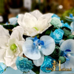 باکس چوبی گل مصنوعی آبی و سفید آملیا