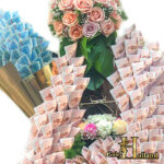 باکس گل سلطنتی-با-تزیین-پول و گل رز
