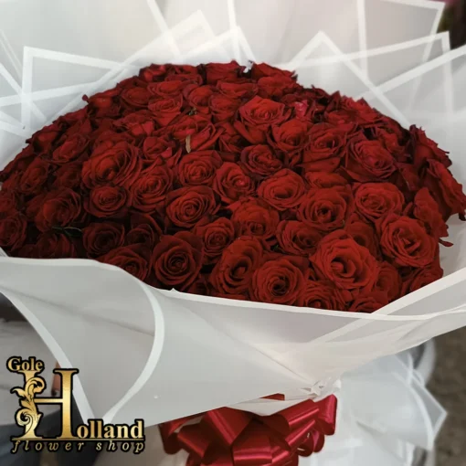 دسته گل رز قرمز ایرانی سایز بزرگ
