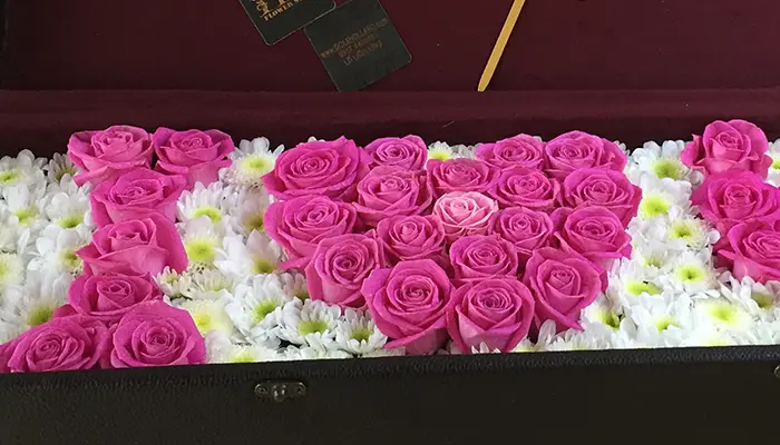 باکس گل رز سرخآبی و گل داوودی